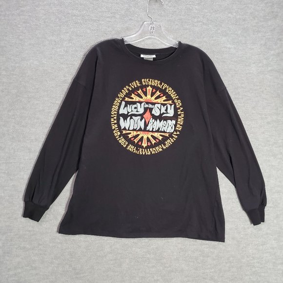 Lennon & McCartney Women‎ Shirt Medium Black Lucy In The Skey With Diamonds Tee - Picture 1 of 9